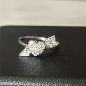 925 Sterling Silver Pave Heart and arrow Ring